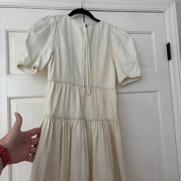 Ulla‎ Johnson Ames Denim Dress Whitewash Corset Empire Waist Puff Sleeve Size 4 - Picture 11 of 16